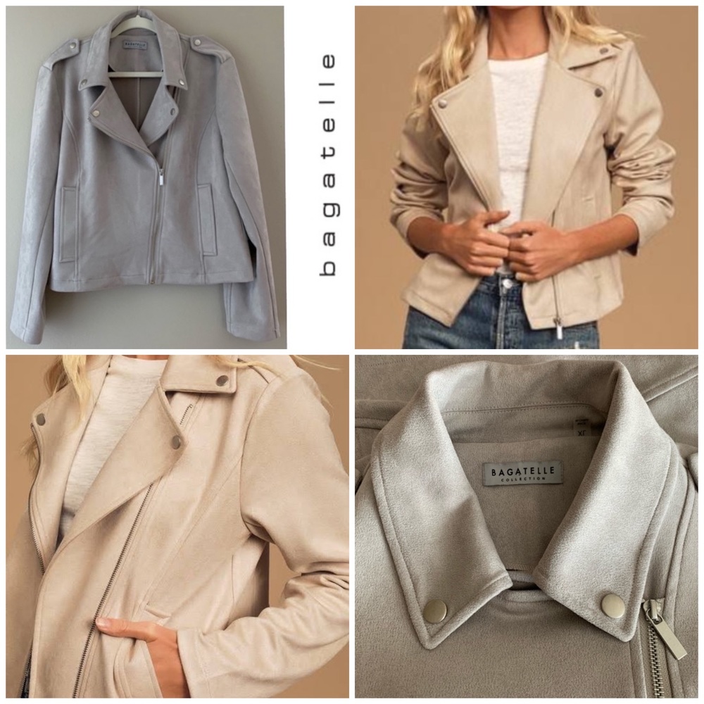 BAGATELLE JACKET XL Faux Suede Leather light gray